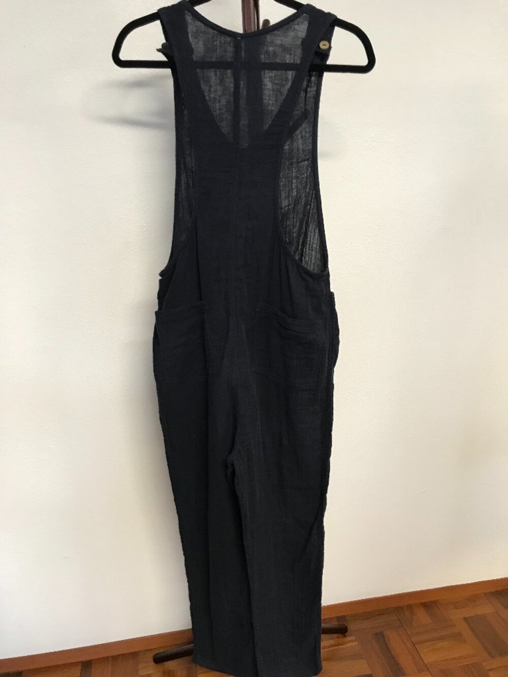 Free People Black Relaxed Cotton Overalls Jumpsuit - Picture 4 of 10